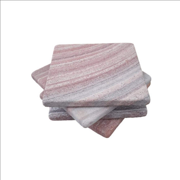 Unbranded Other - Rainbow Sandstone Square Set of 4 Cork Back Coasters